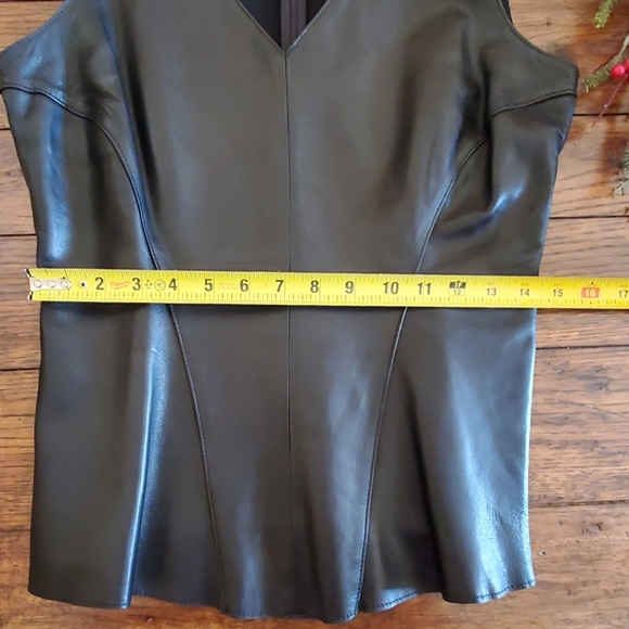 🥀ANTONIO MELANI Sexy Black Genuine Leather Top S - Picture 7 of 8